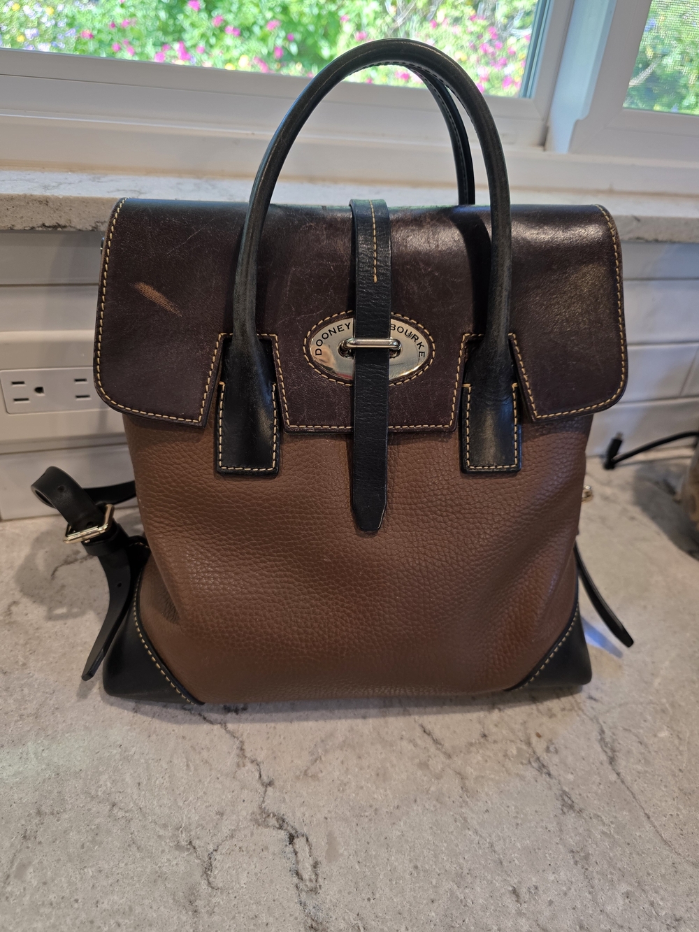Dooney & Bourke Brown and Dark Brown Leather Backpack
